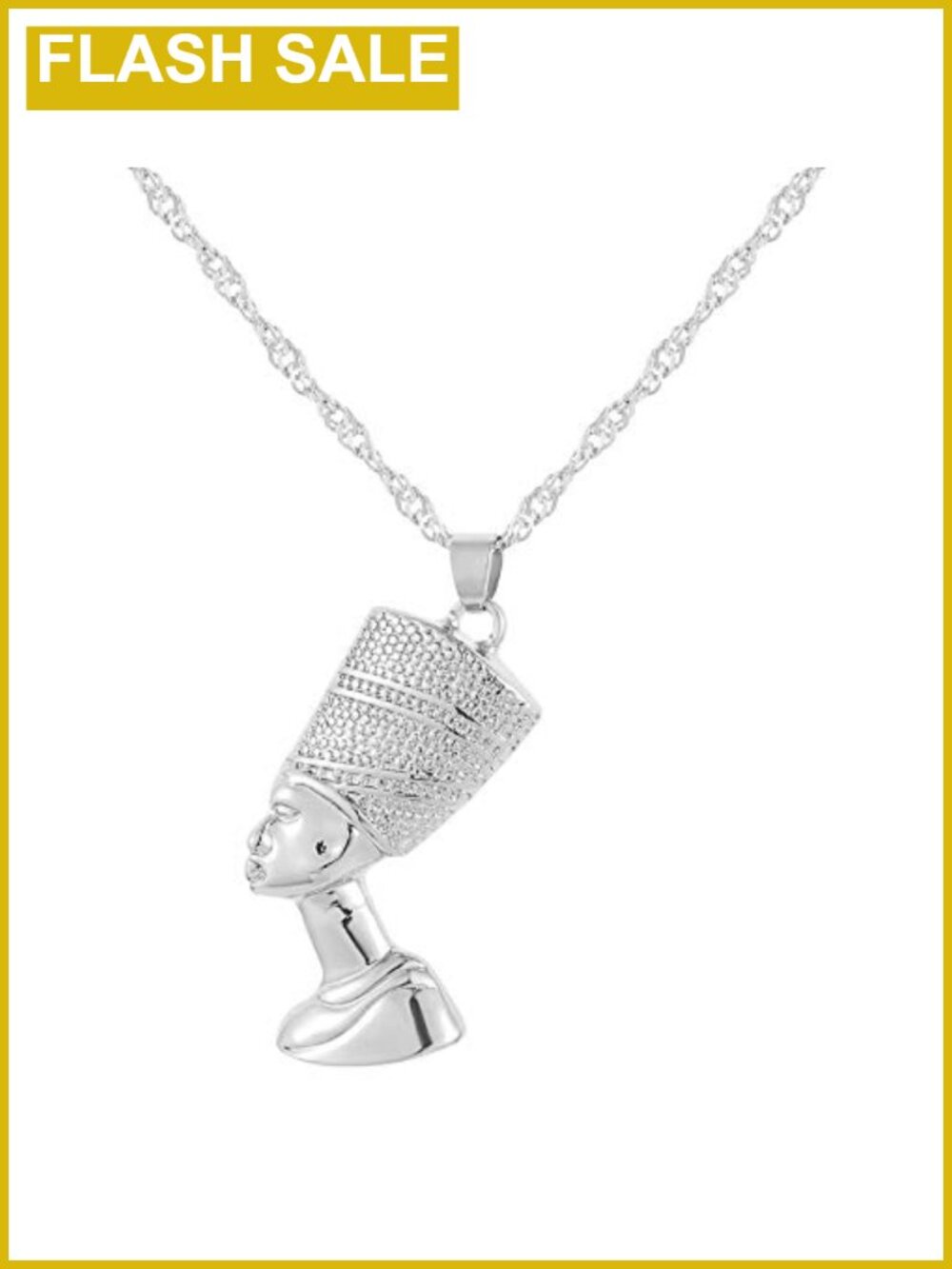 Egyptian Queen Nefertiti Pendant Necklace Singapore Chain 18K Gold Plated Hip